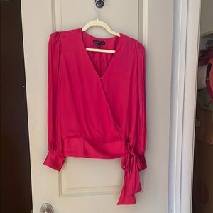 Banana Republic Pink Wrap Tie Front Blouse